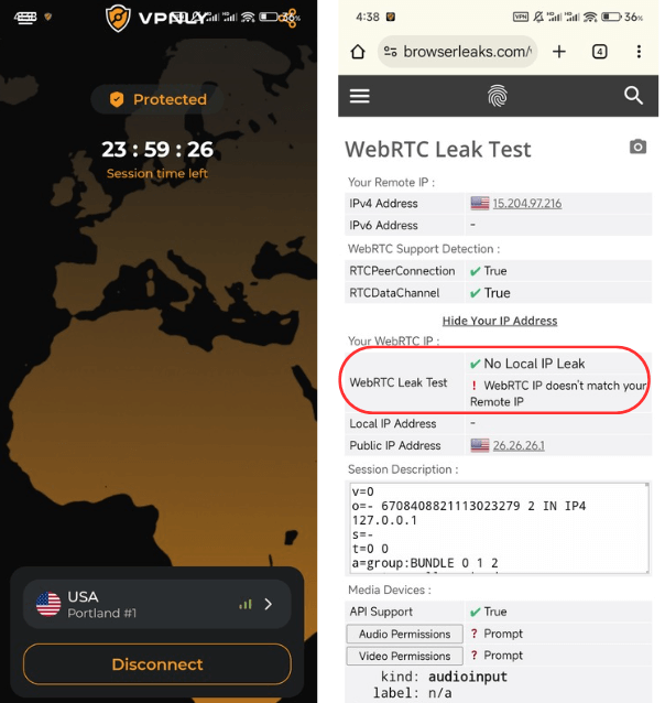 VPNLY Occasionally Fail WebRTC Leak Test