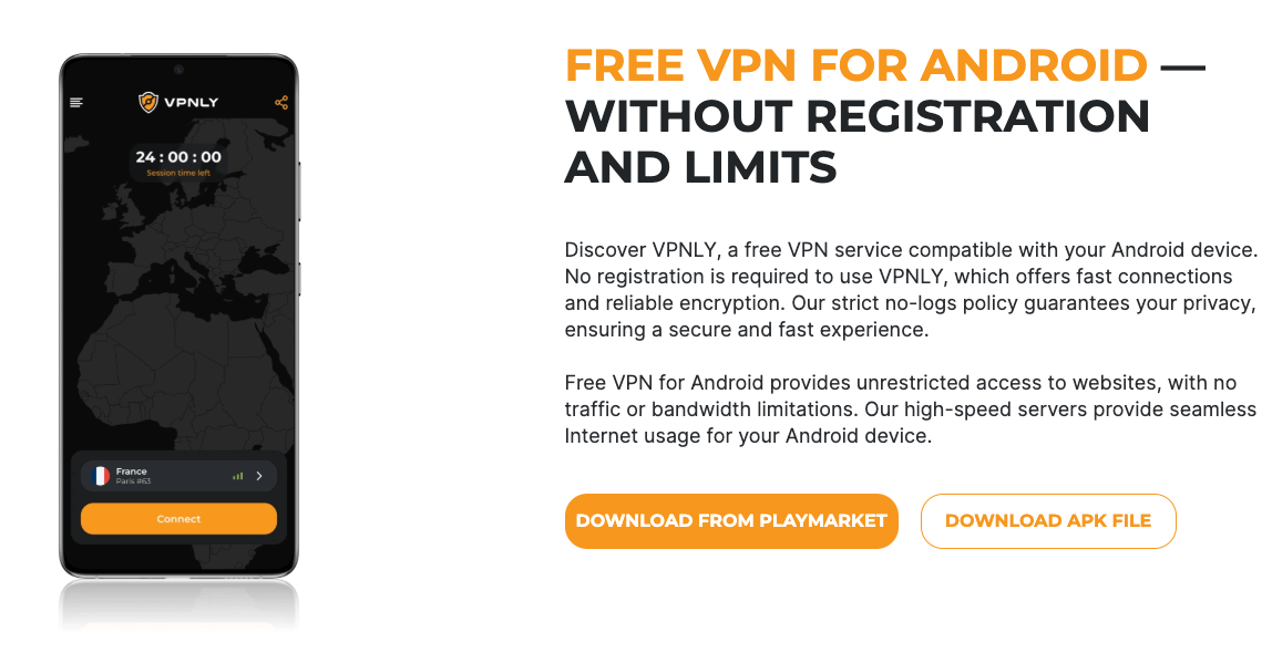 VPNLY Free Android VPN App