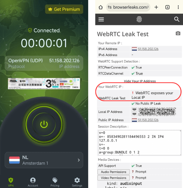 ZoogVPN Occasionally Fail WebRTC Leak Test