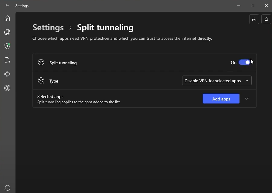 nordvpn split tunneling