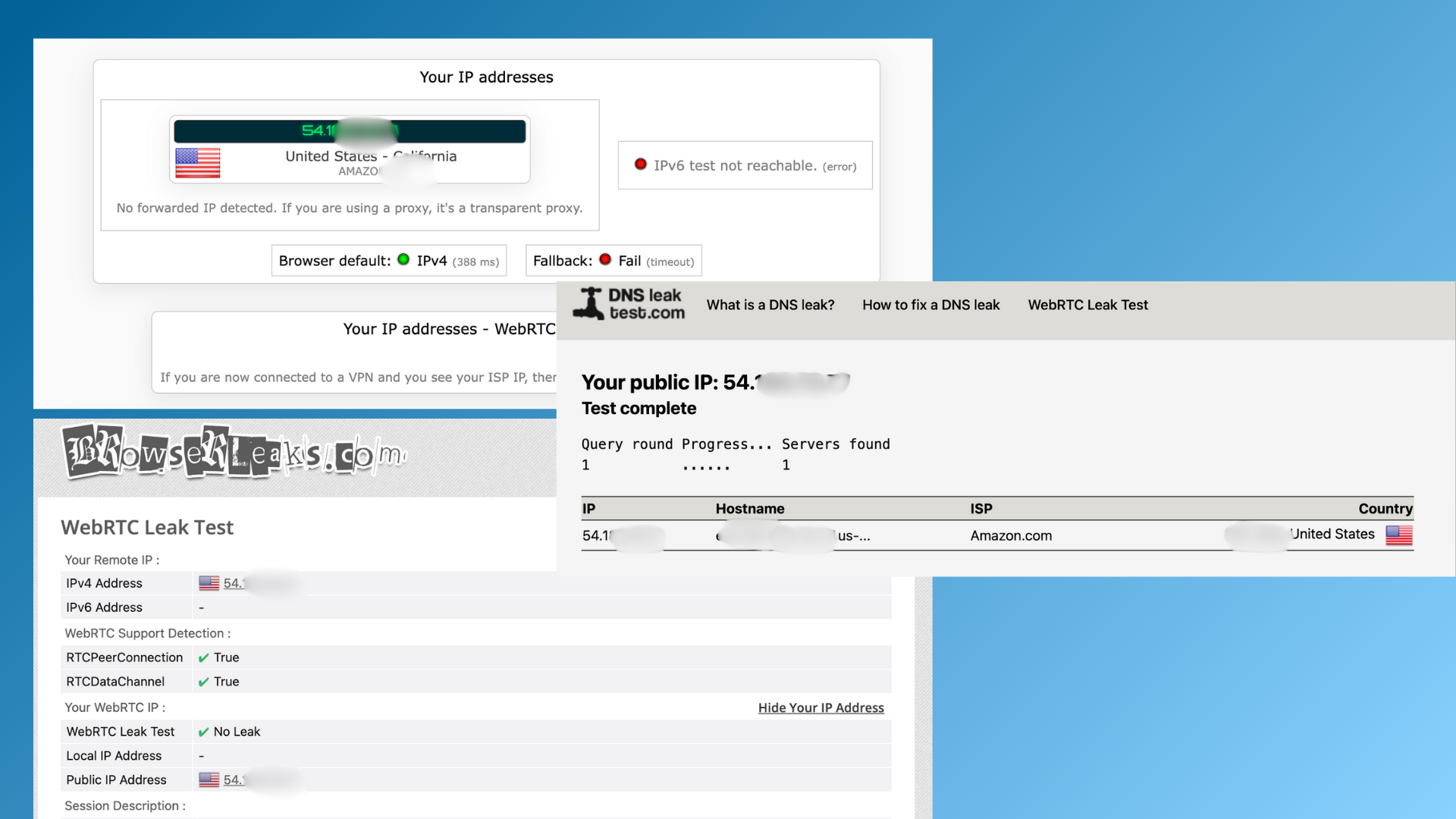 The IP Address/DNS/WebRTC Leak Test Results of NordVPN