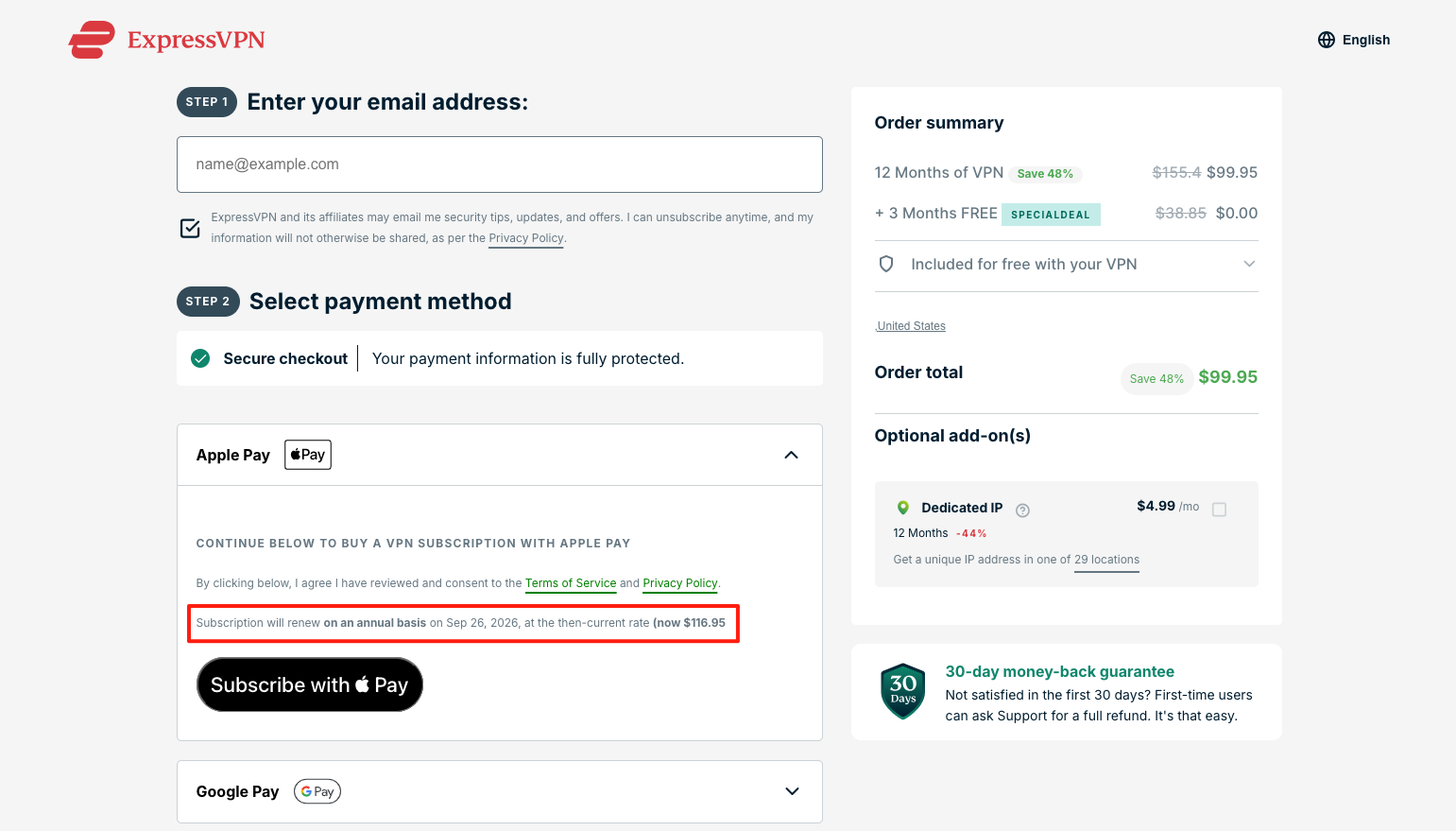 expressvpn payment page