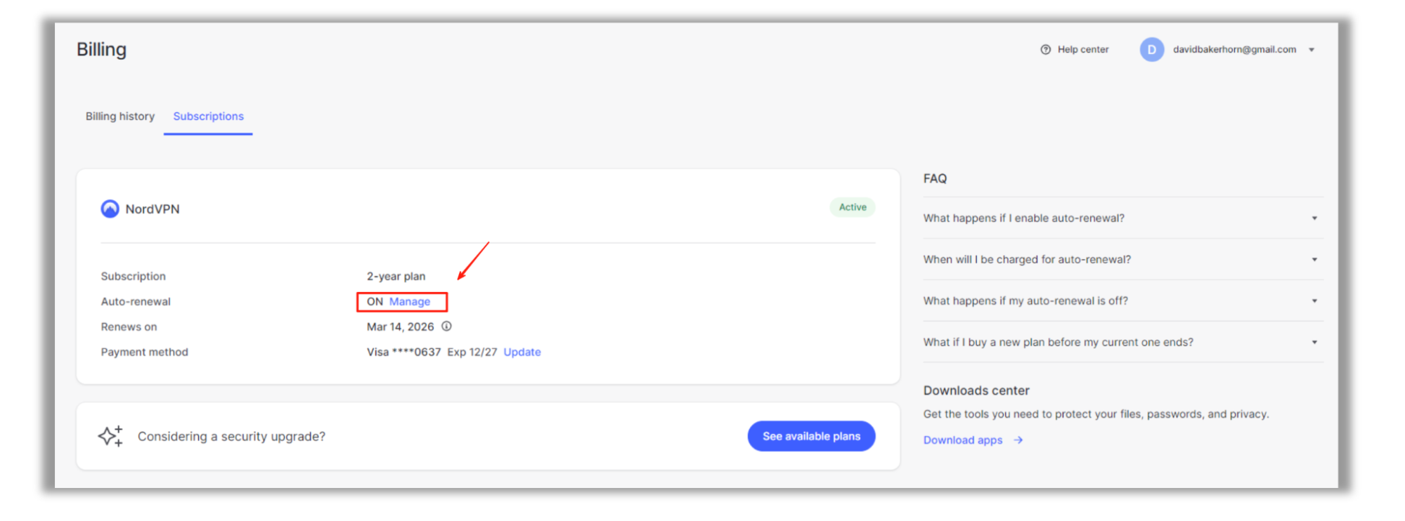 cancel the auto-renewal of nordvpn