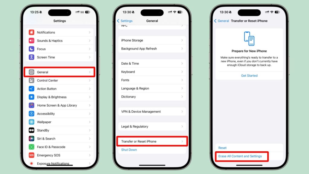 Back Up Your Data and Do a Factory Reset, iphone