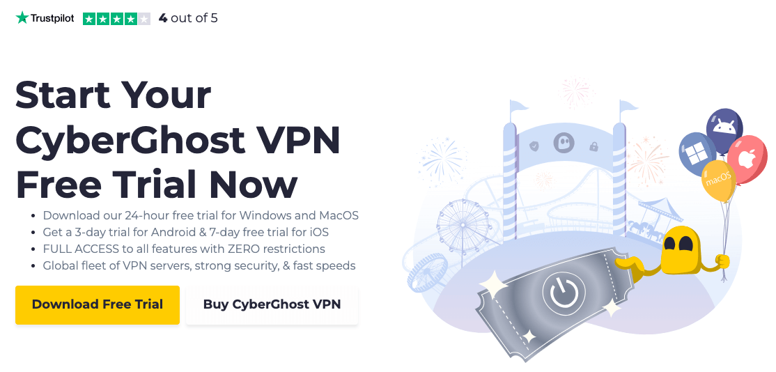 CyberGhost VPN Trial Varies by Device