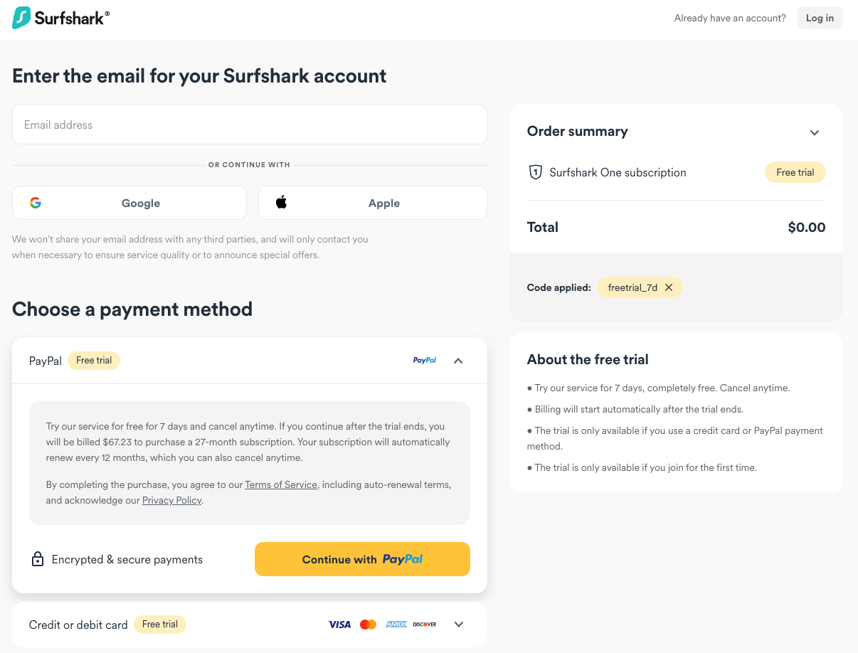 Enter Email & Payment Info to Start the Trial