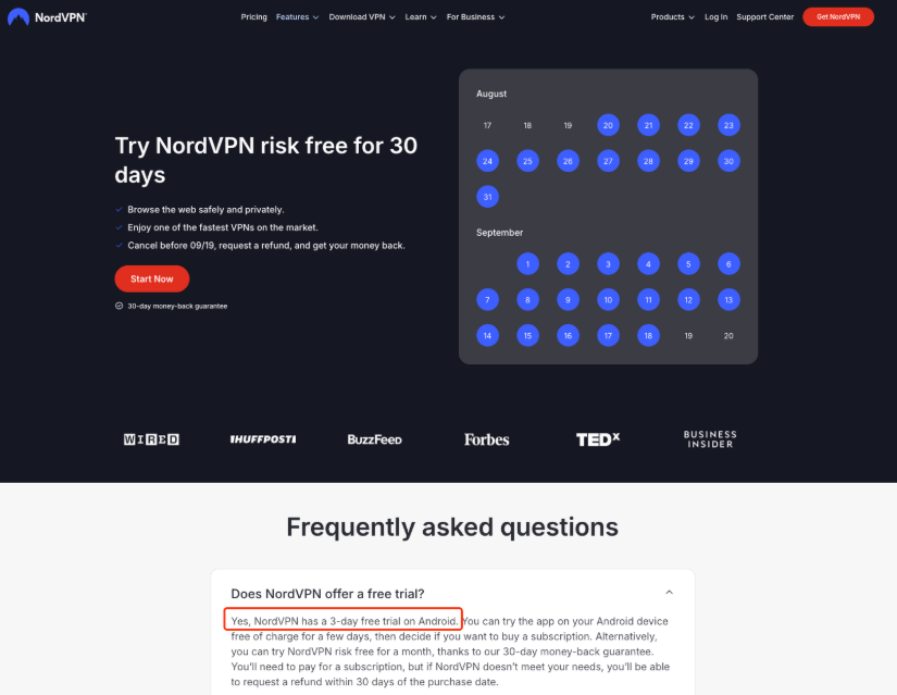 NordVPN 3 Days Free Trial for Android