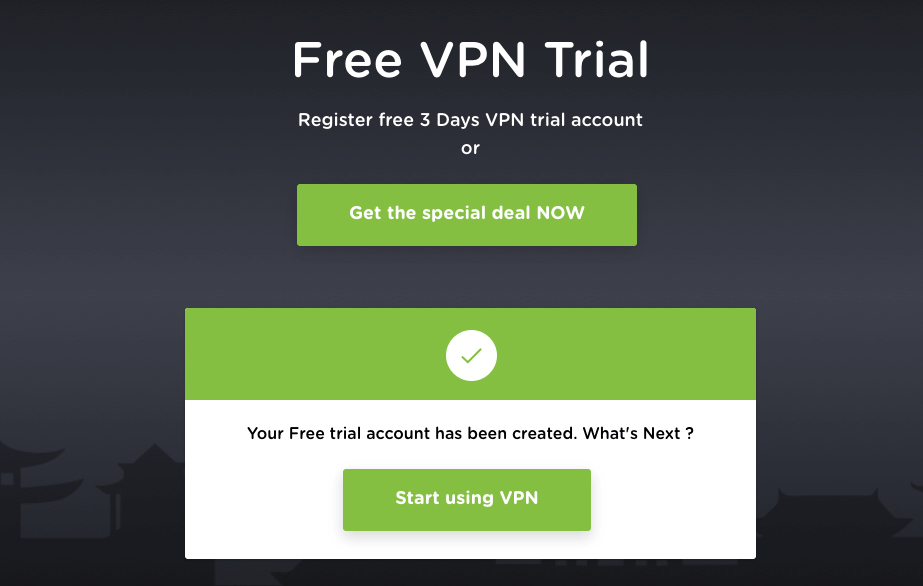Successfully Create a Trial Account for HideIPVPN