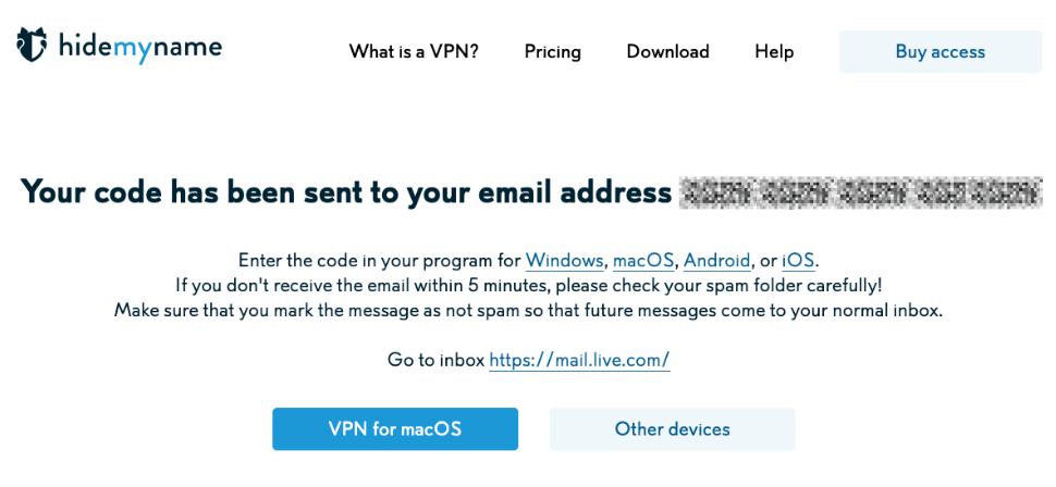 Successfully Create a Trial Account for Hidemy.name