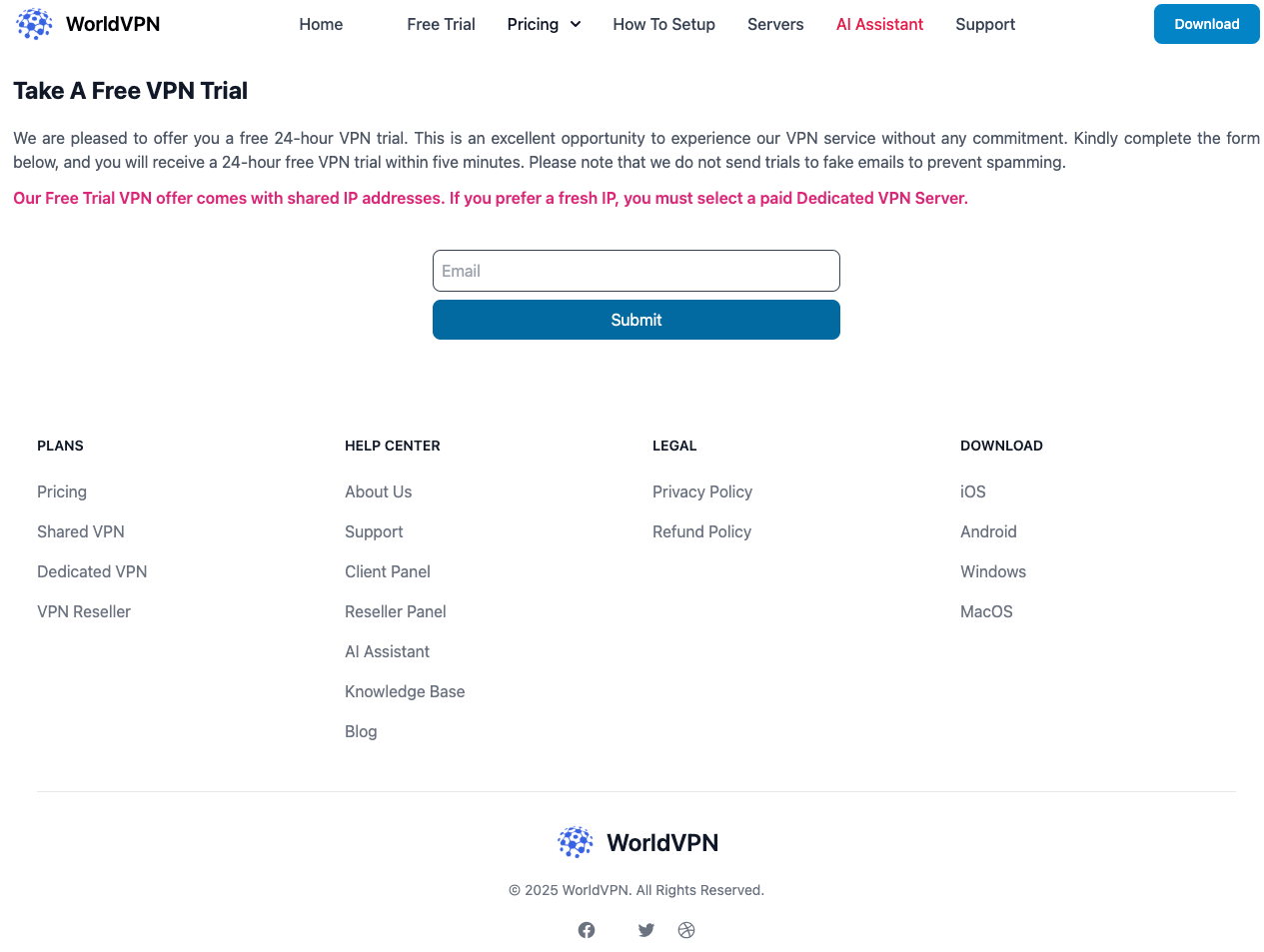 WordVPN 24-Hour Free Trial Using Email