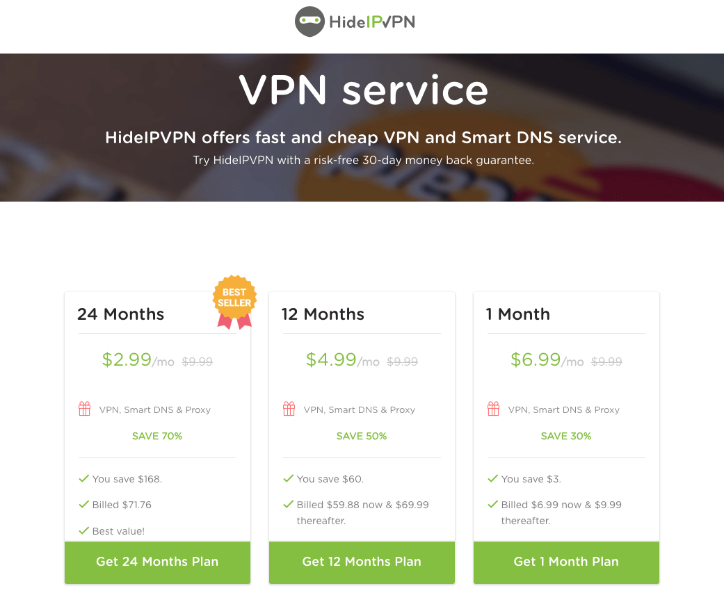 HideIPVPN Pay Monthly at $6.99