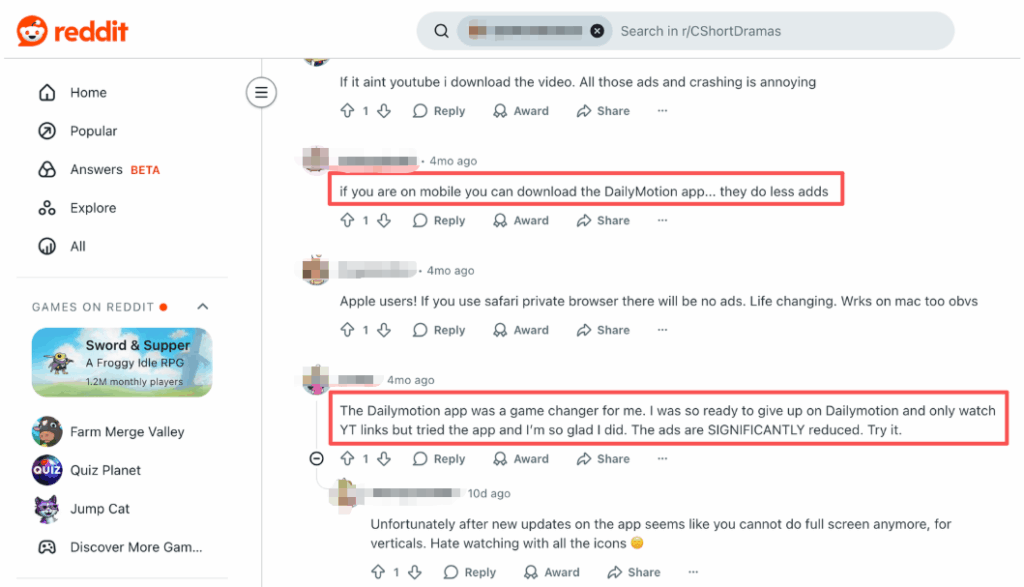 Dailymotion App Serves Less Ads