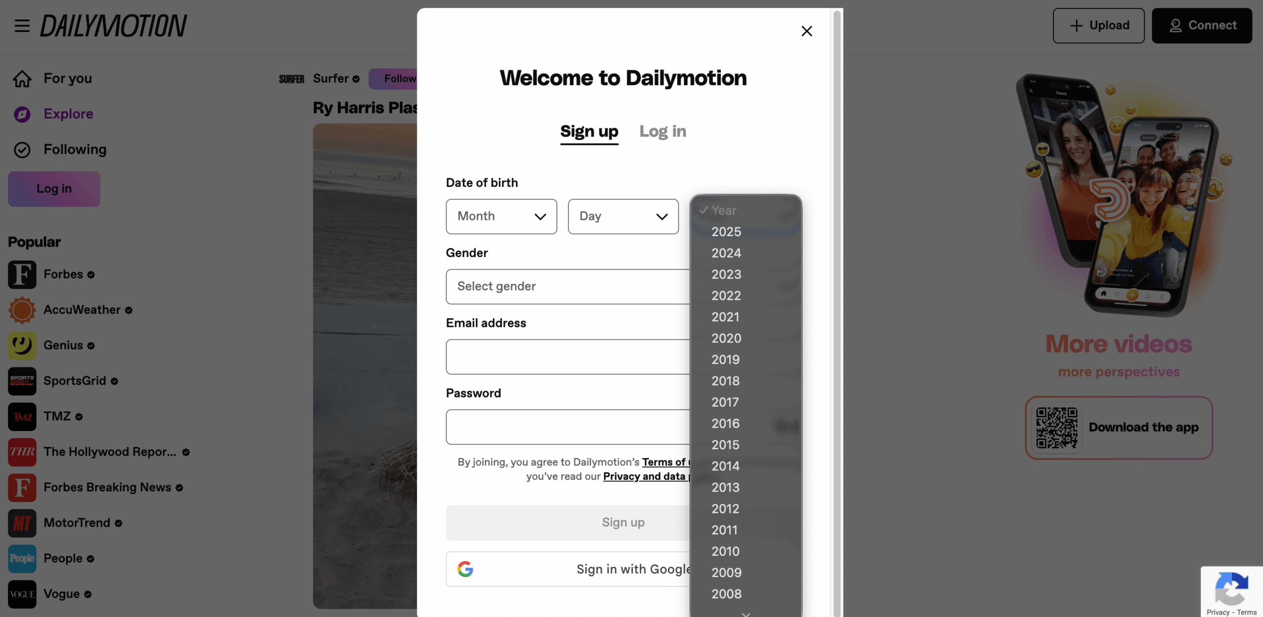 Dailymotion Self Declaration for Age Verification