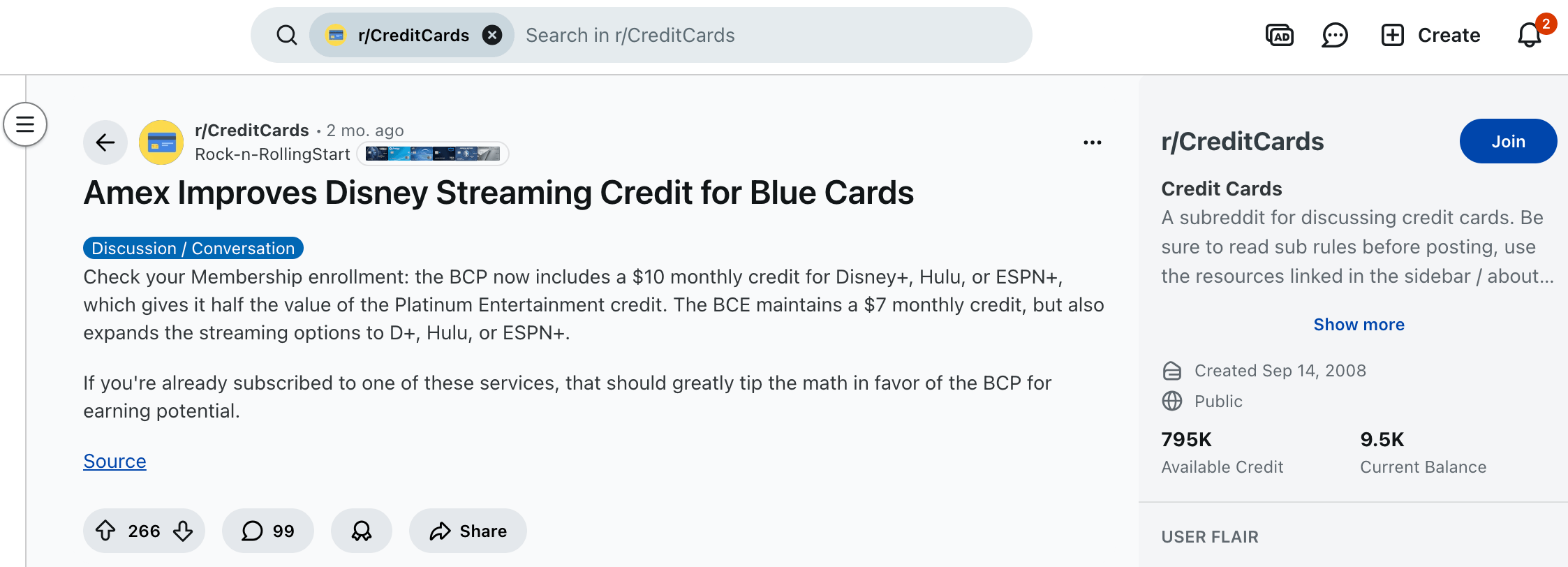 Reddit Discussion about Disney Streaming Credit