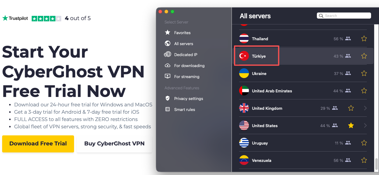 Try CyberGhost Turkey Server for Cheap Disney+