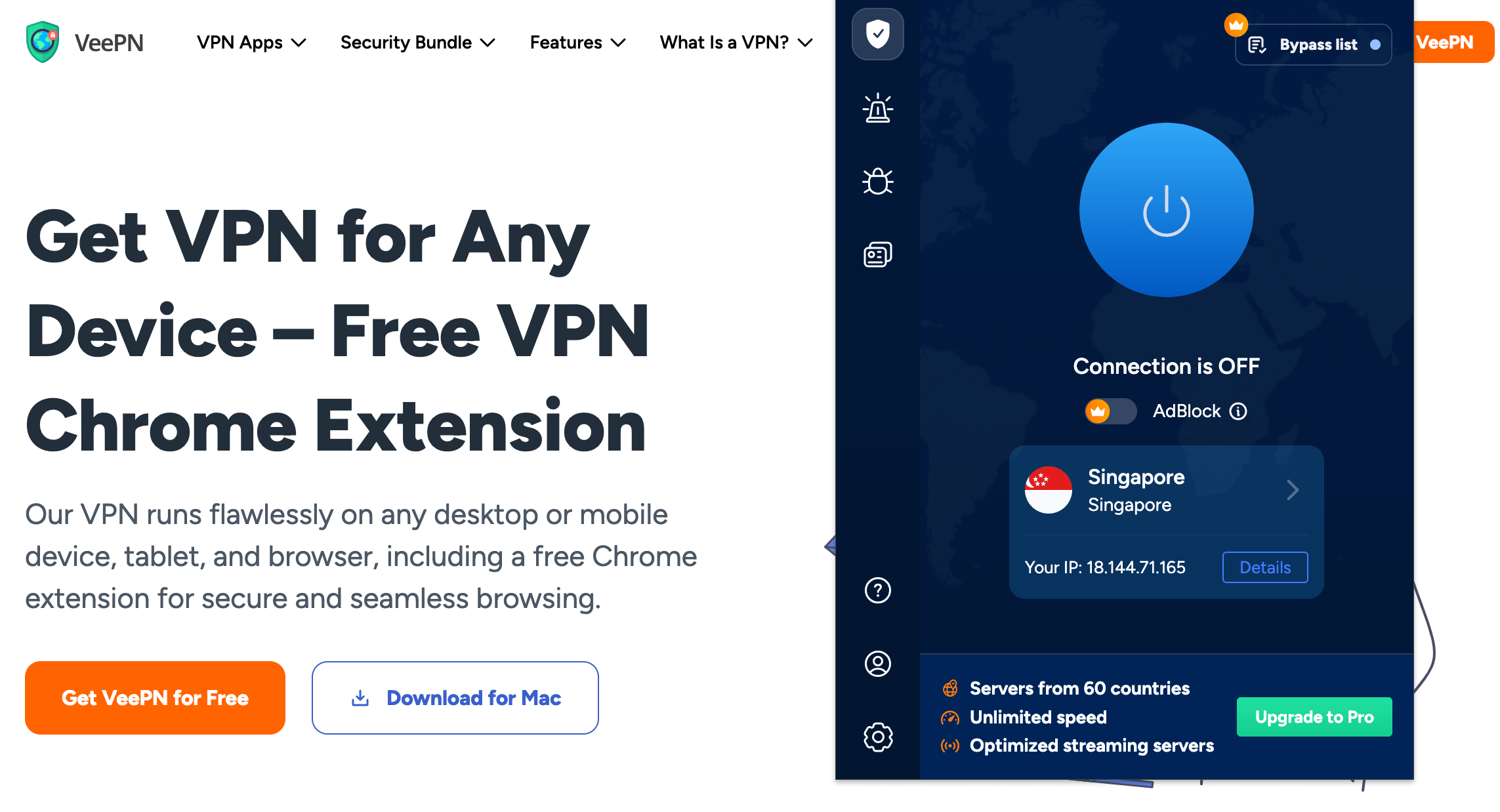 VeePN Unlimited Free Version for Chrome