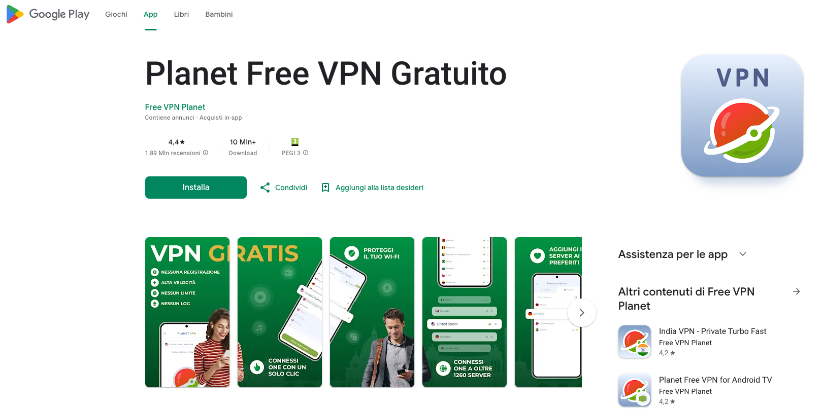 Unlined Free Planet VPN for Italy