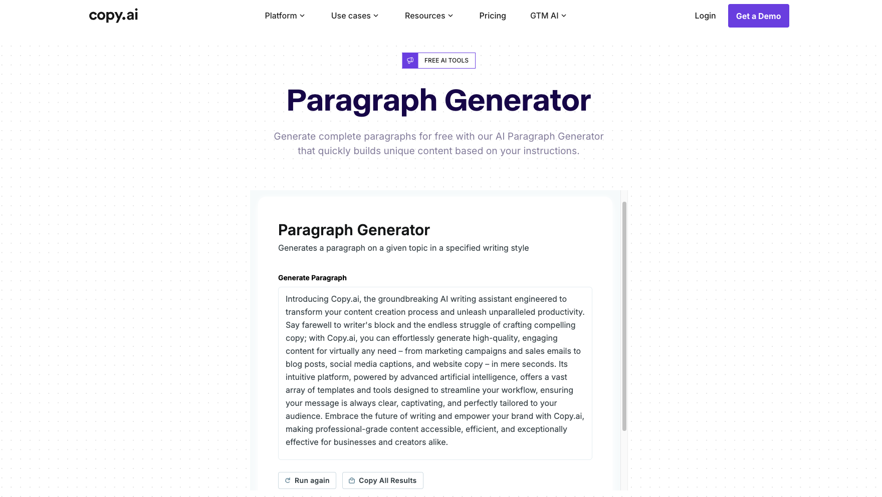 Copy AI Paragraph Generator